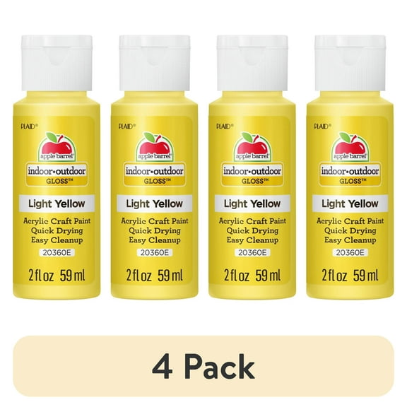 (4 pack) Apple Barrel Acrylic Craft Paint, Gloss Finish, Light Yellow, 2 fl oz