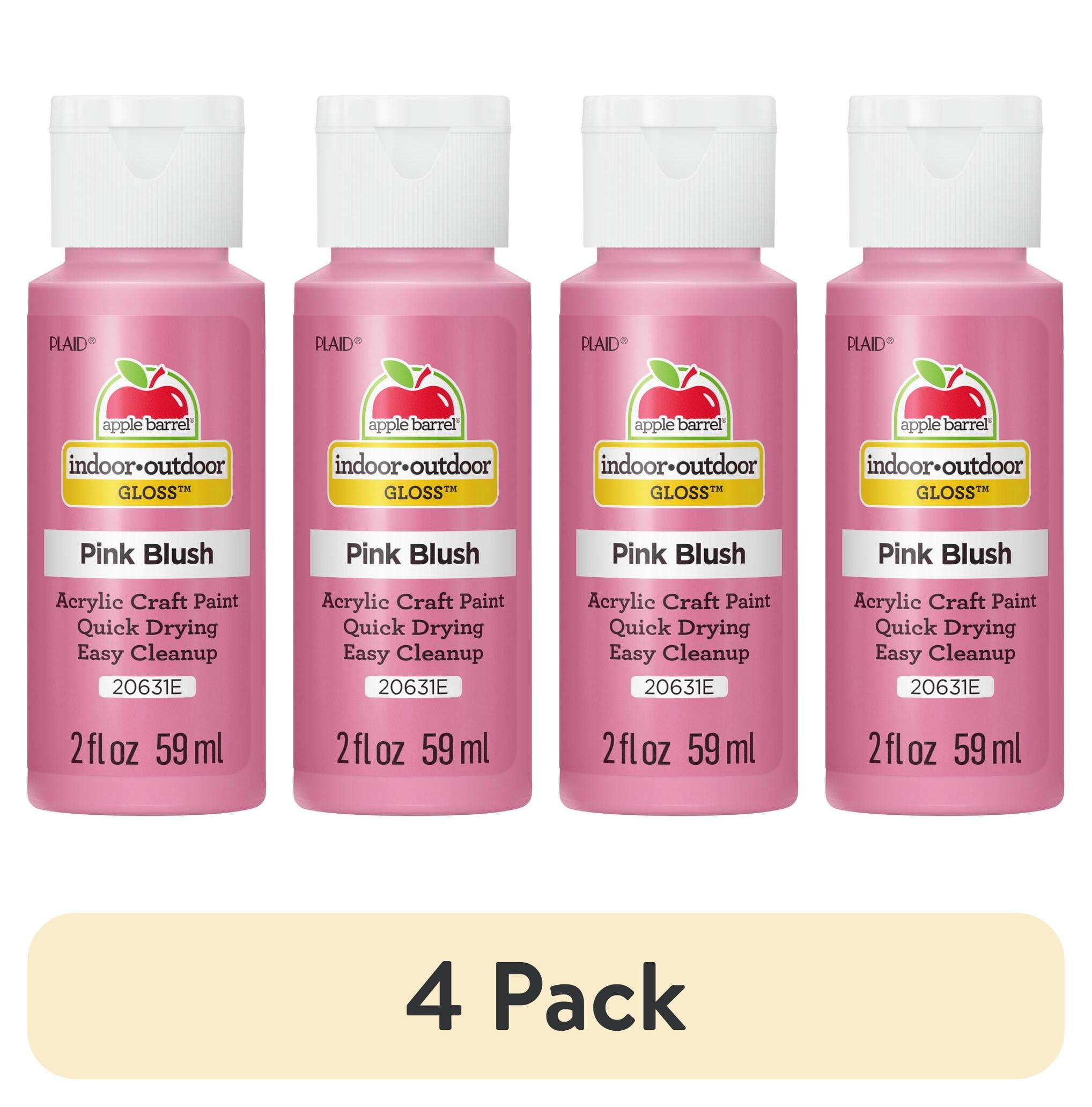 (4 pack) Apple Barrel Acrylic Craft Paint, Gloss Finish, Pink Blush, 2 fl oz
