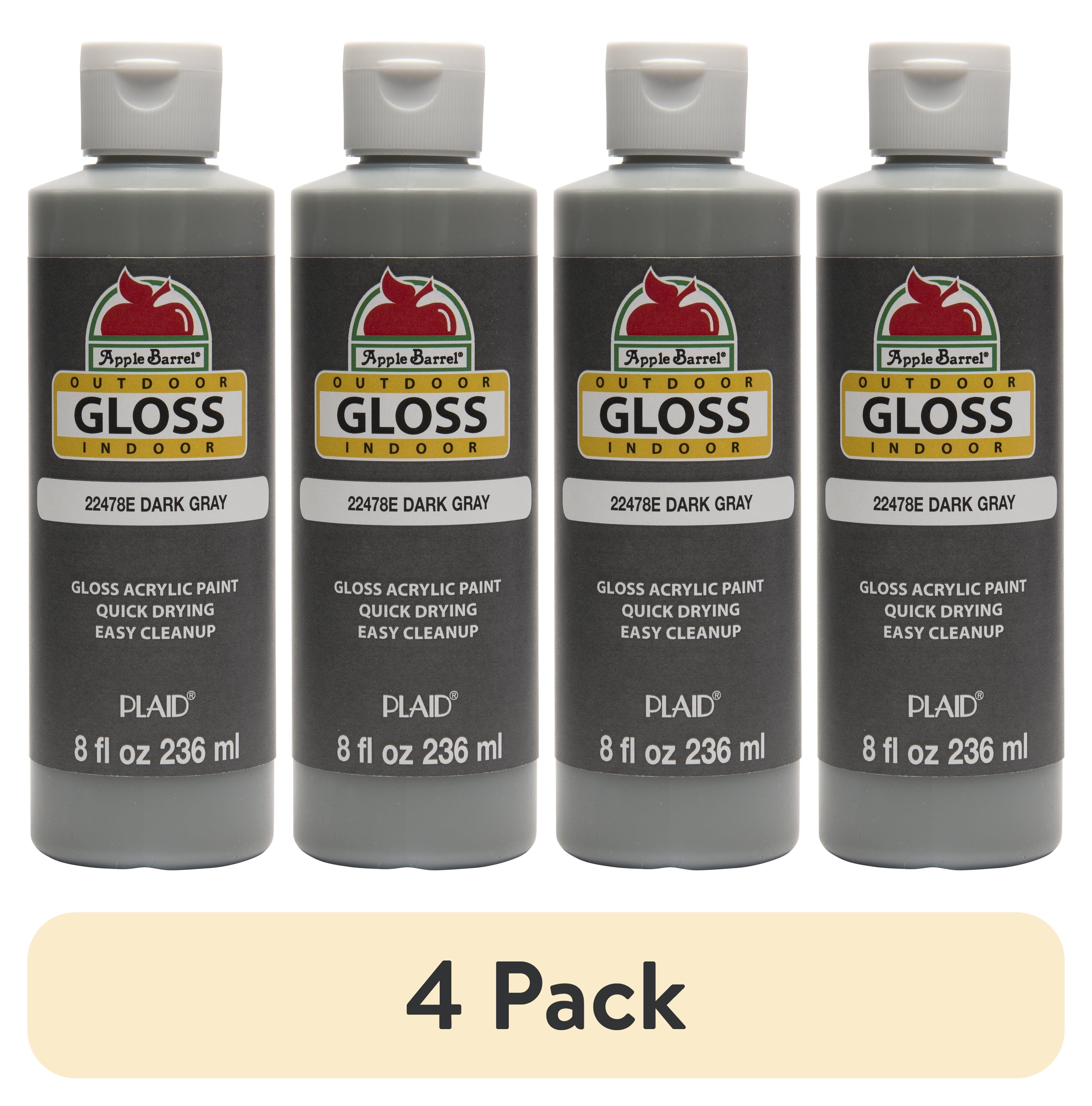 (4 pack) Apple Barrel Gloss Acrylic Craft Paint, Dark Gray, 8 fl oz