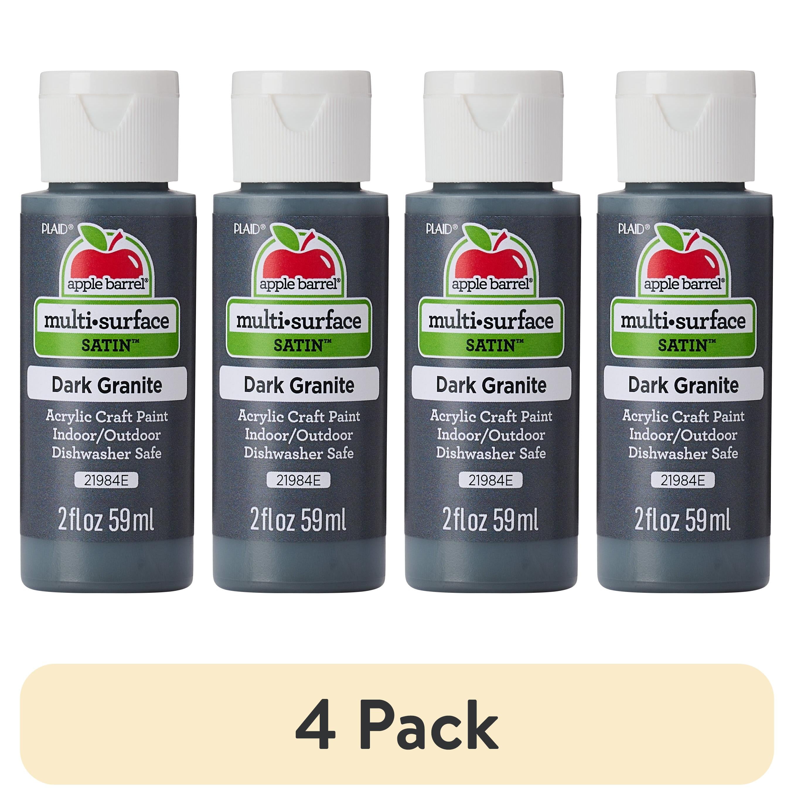 (4 pack) Apple Barrel Multi Surface Craft Paint, Satin Finish, Dark Granite, 2 fl oz
