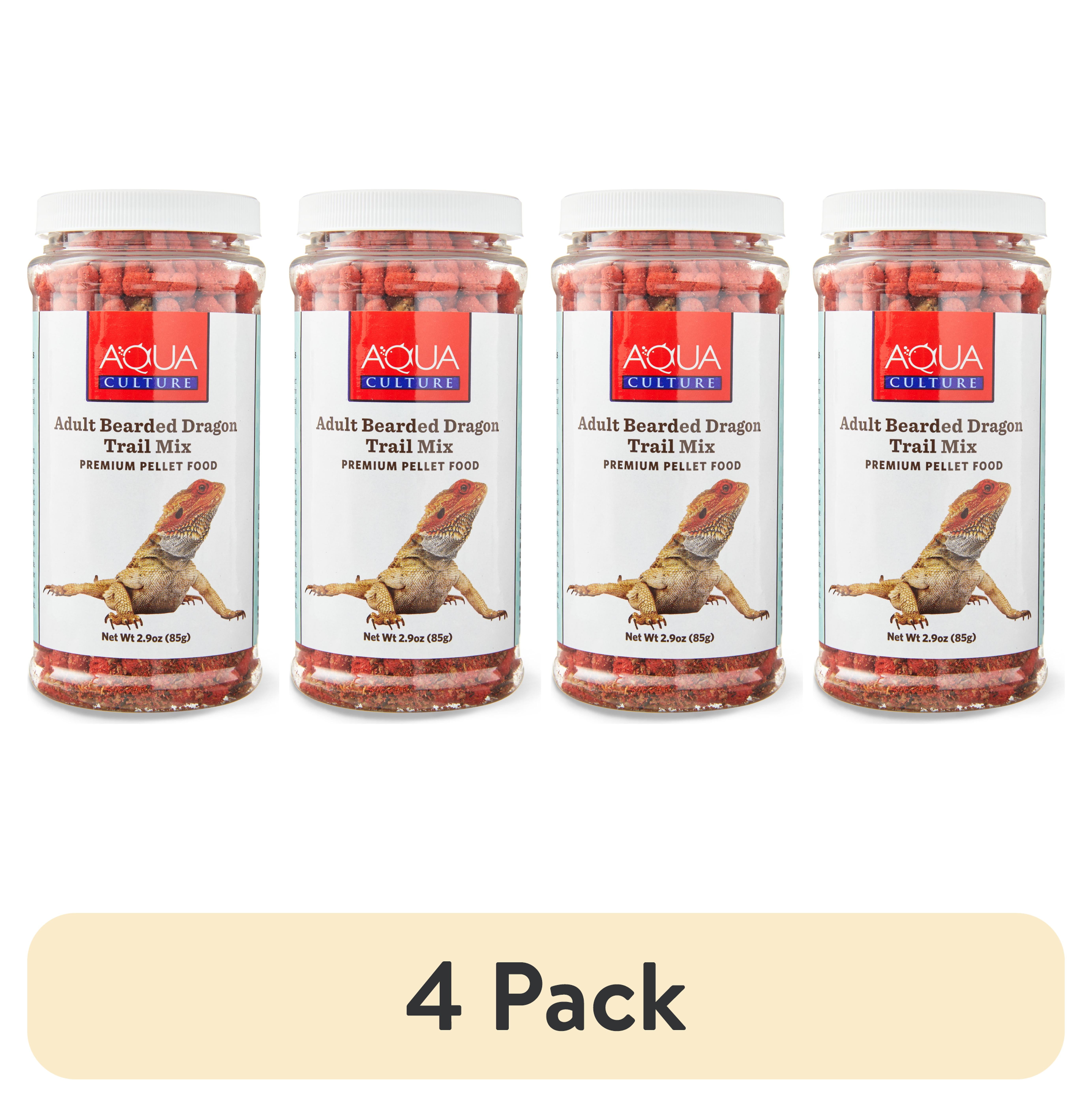 (4 pack) Aqua Culture Adult Bearded Dragon Trail Mix Premium Pellet Food, 2.9 oz