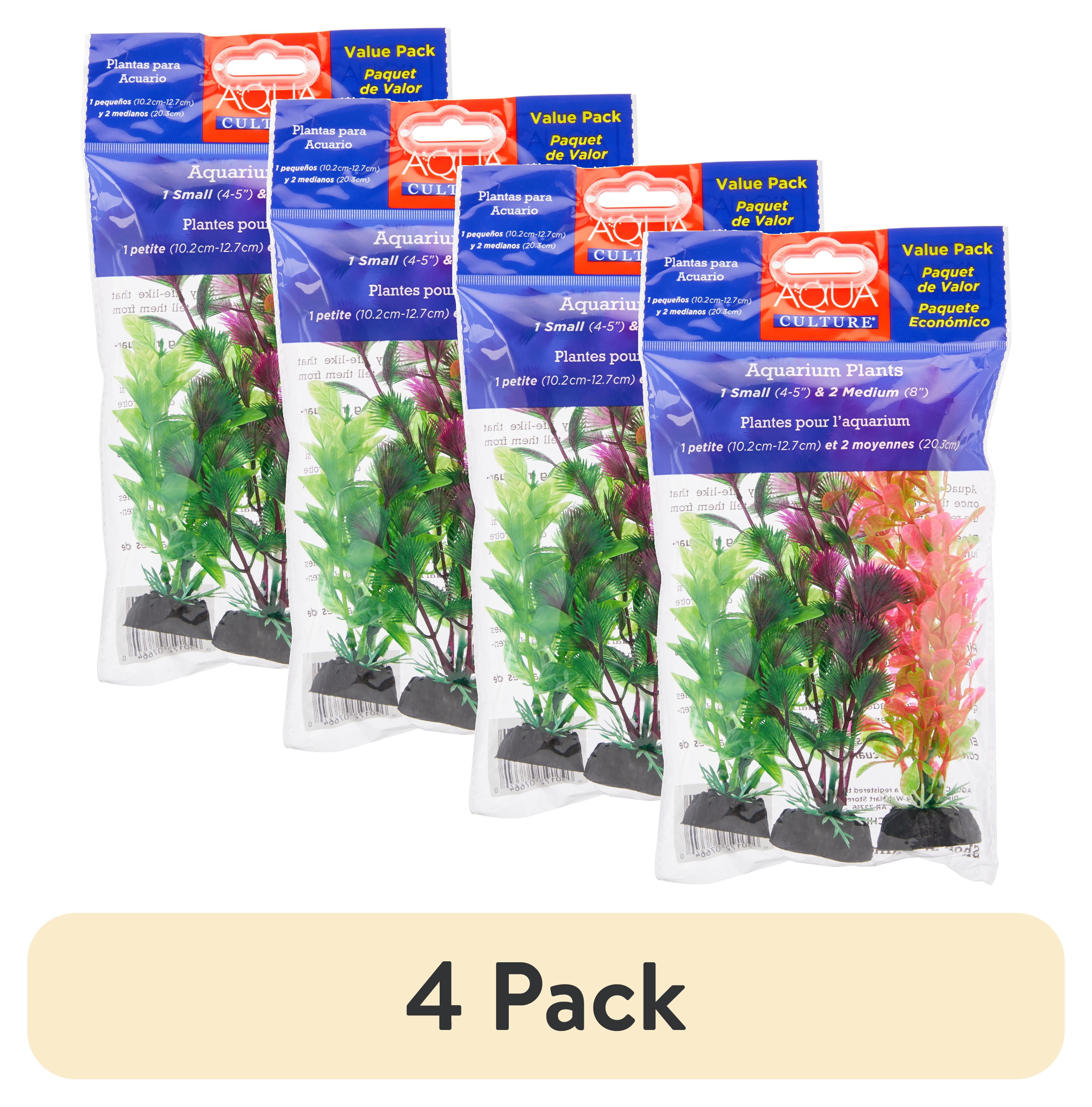 (4 pack) Aqua Culture Aquarium Plants, 3 Count Multicolor