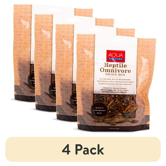 (4 pack) Aqua Culture Reptile Omnivore Dried Mix, 4 oz