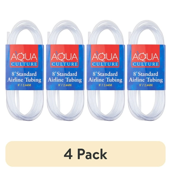 (4 pack) Aqua Culture Standard Aquarium Airline Tubing, 8'