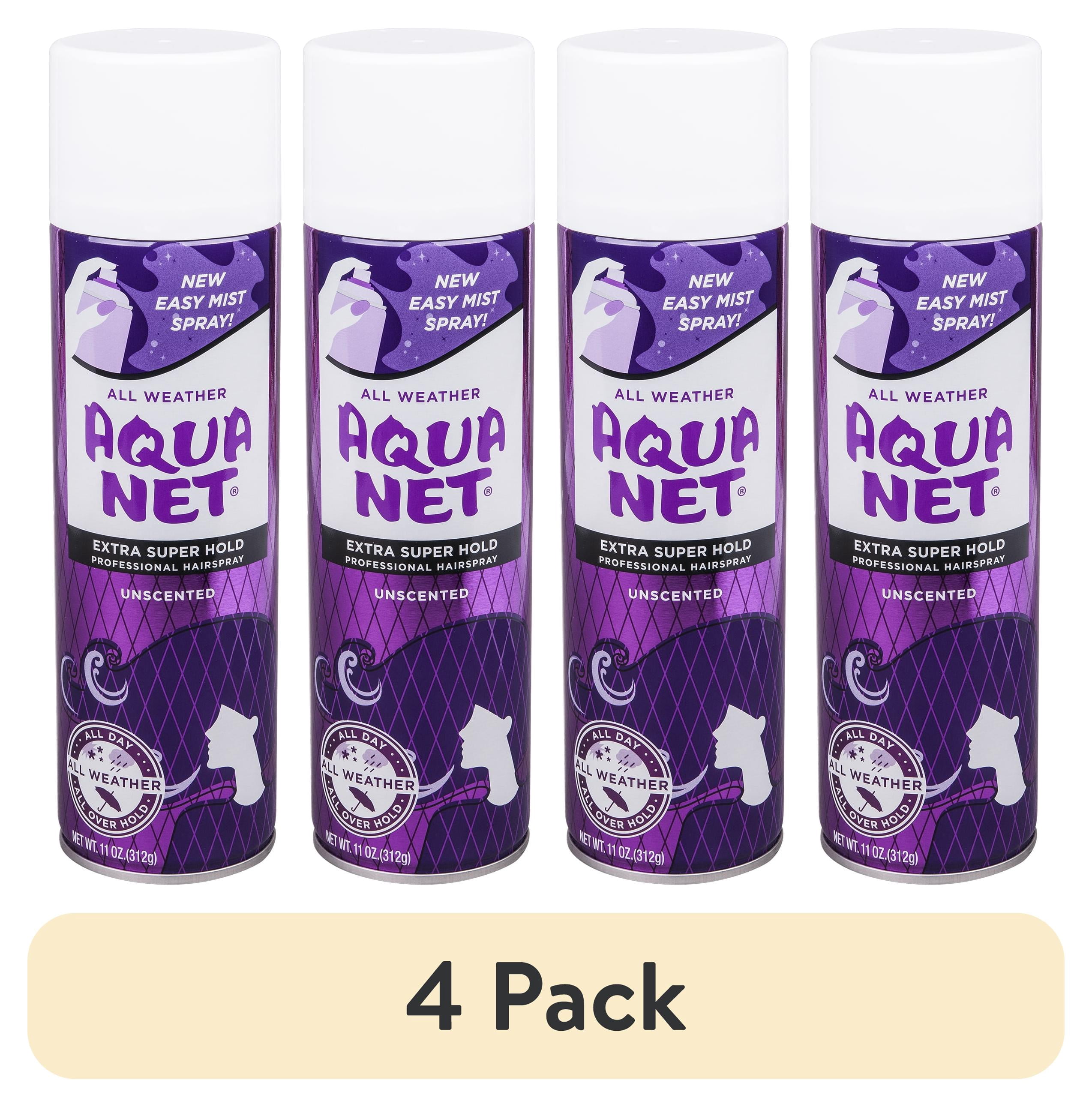 (4 pack) Aqua Net Hairspray, Extra Super Hold, Unscented, 11 oz Aerosol ...