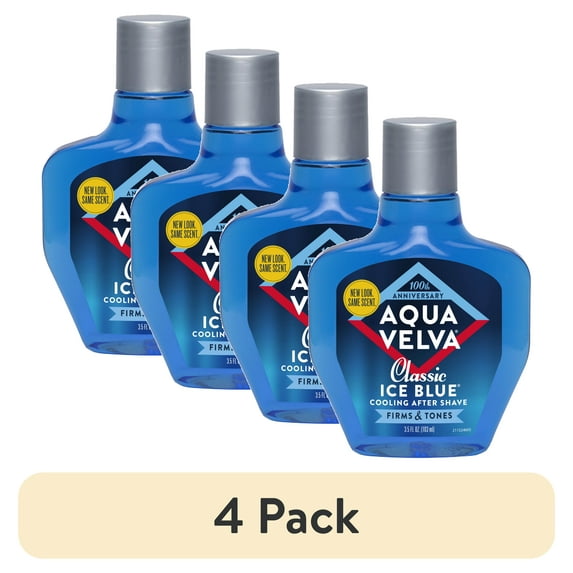 (4 pack) Aqua Velva After Shave, Classic Ice Blue, 3.5 Ounce