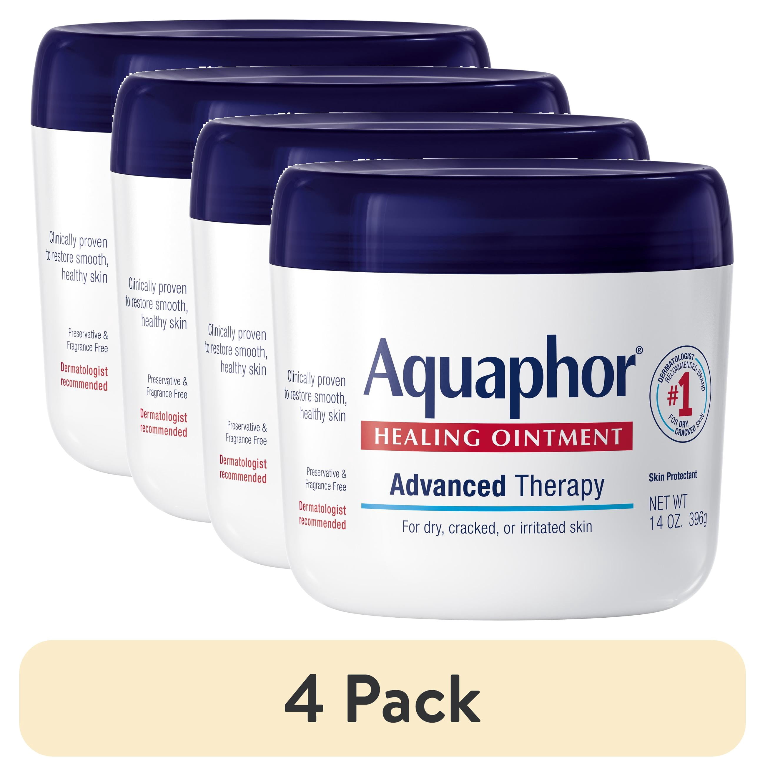 (4 pack) Aquaphor Healing Ointment Skin Protectant for Dry, Cracked, Irritated Skin, Fragrance Free, 14 oz