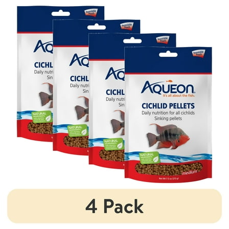 (4 pack) Aqueon Cichlid Pellets Medium 7.5 Ounces