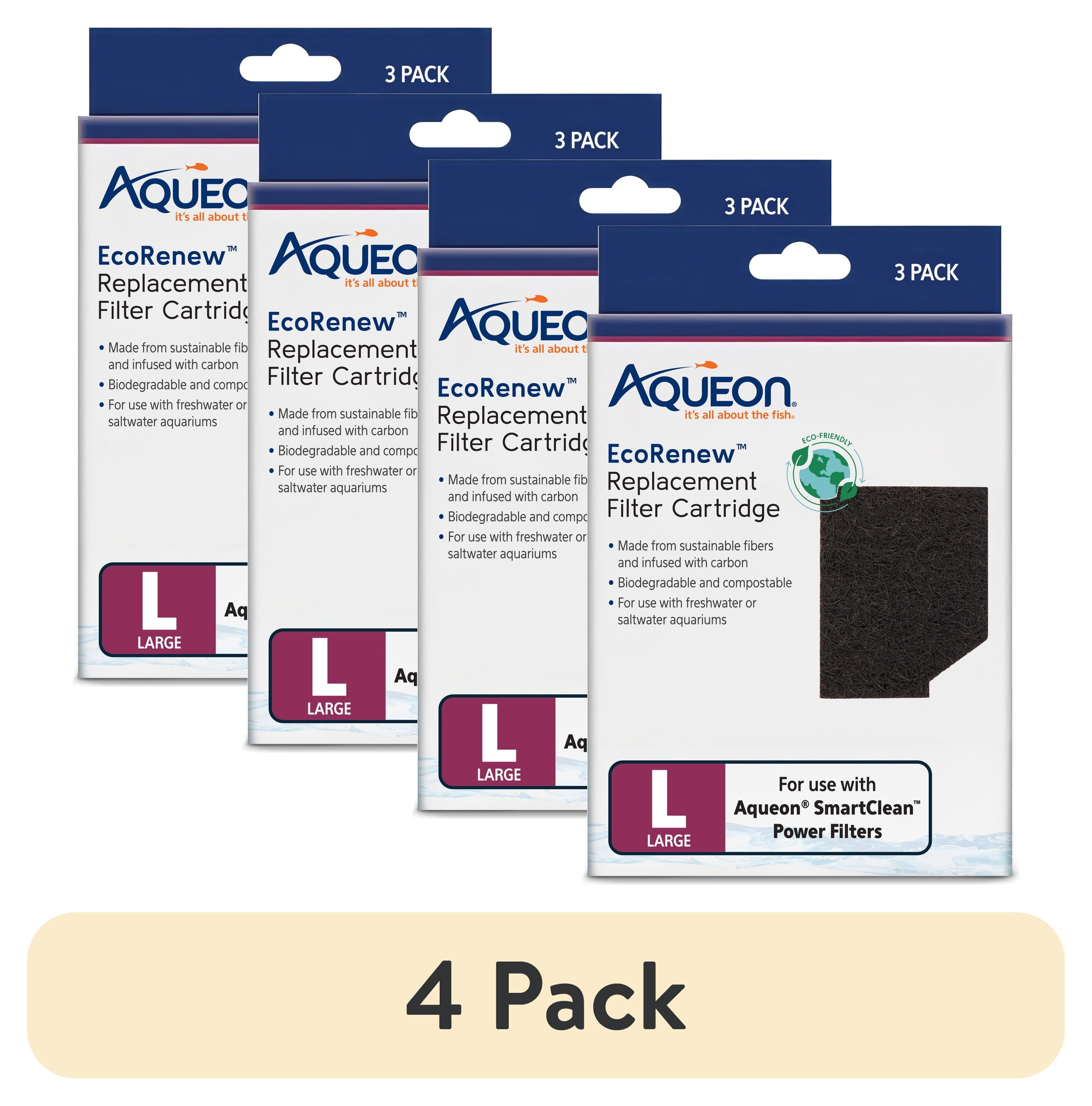 (4 pack) Aqueon EcoRenew Replacement Filter Cartridges Large Large, 3-Pack
