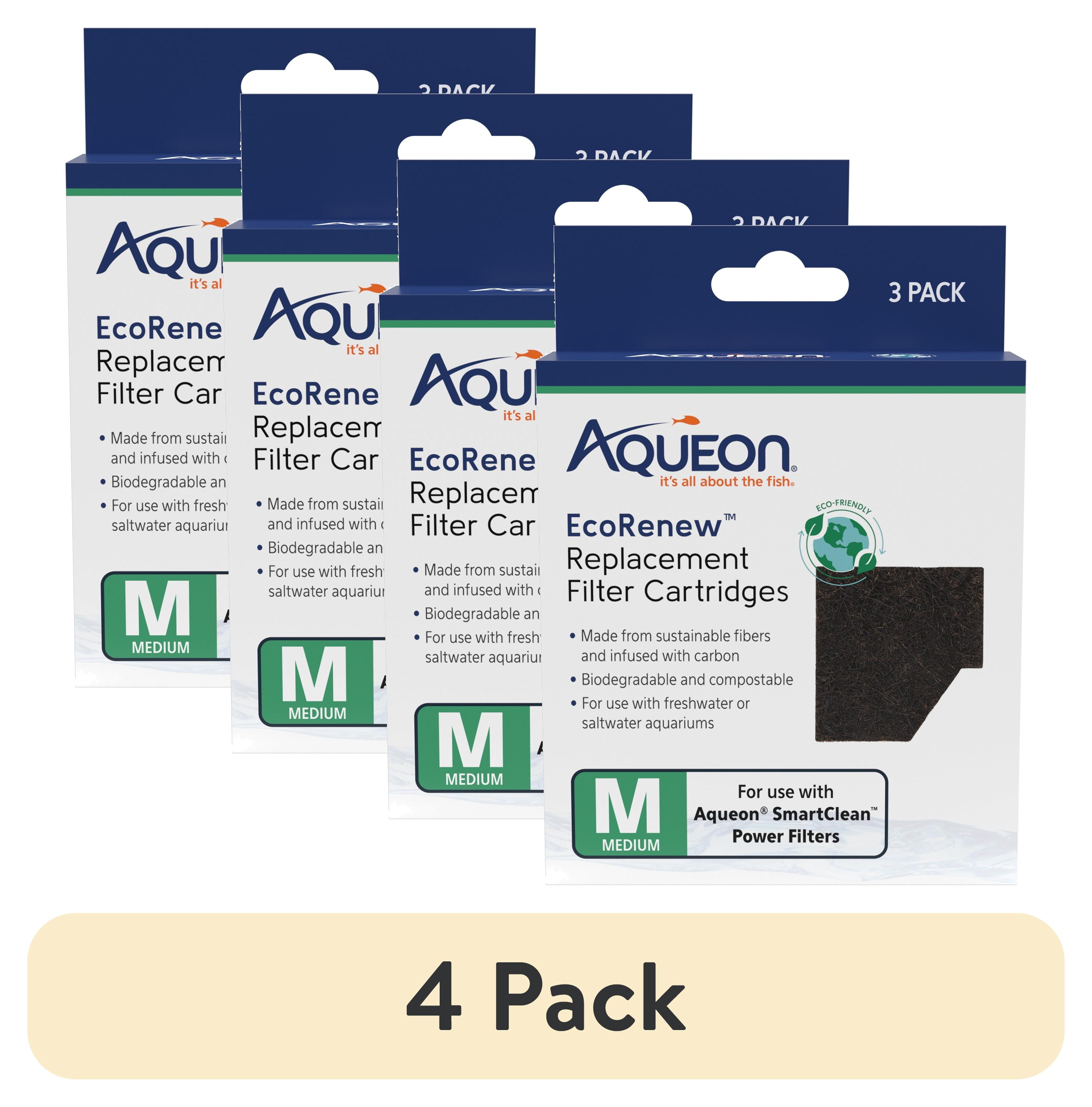 (4 pack) Aqueon EcoRenew Replacement Filter Cartridges Medium, 3-Pack