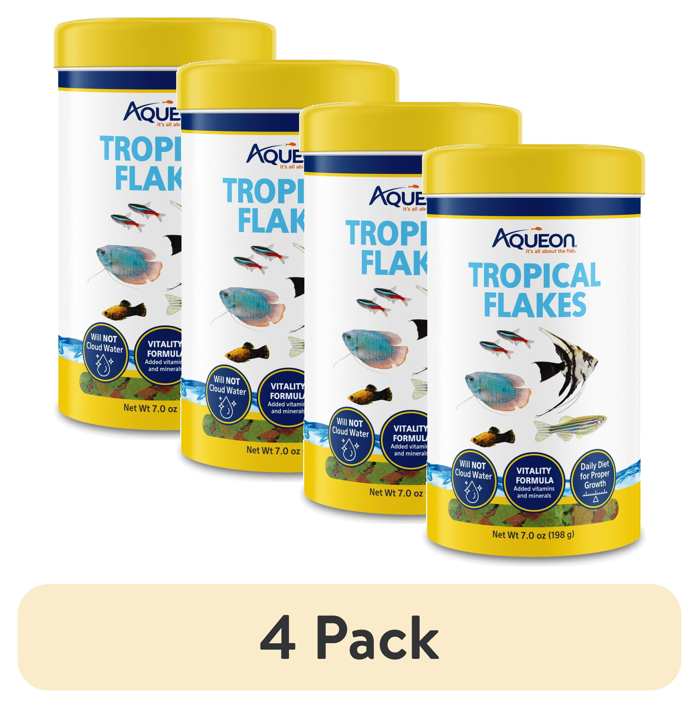 (4 pack) Aqueon Tropical Flakes Fish Food 7 Ounces