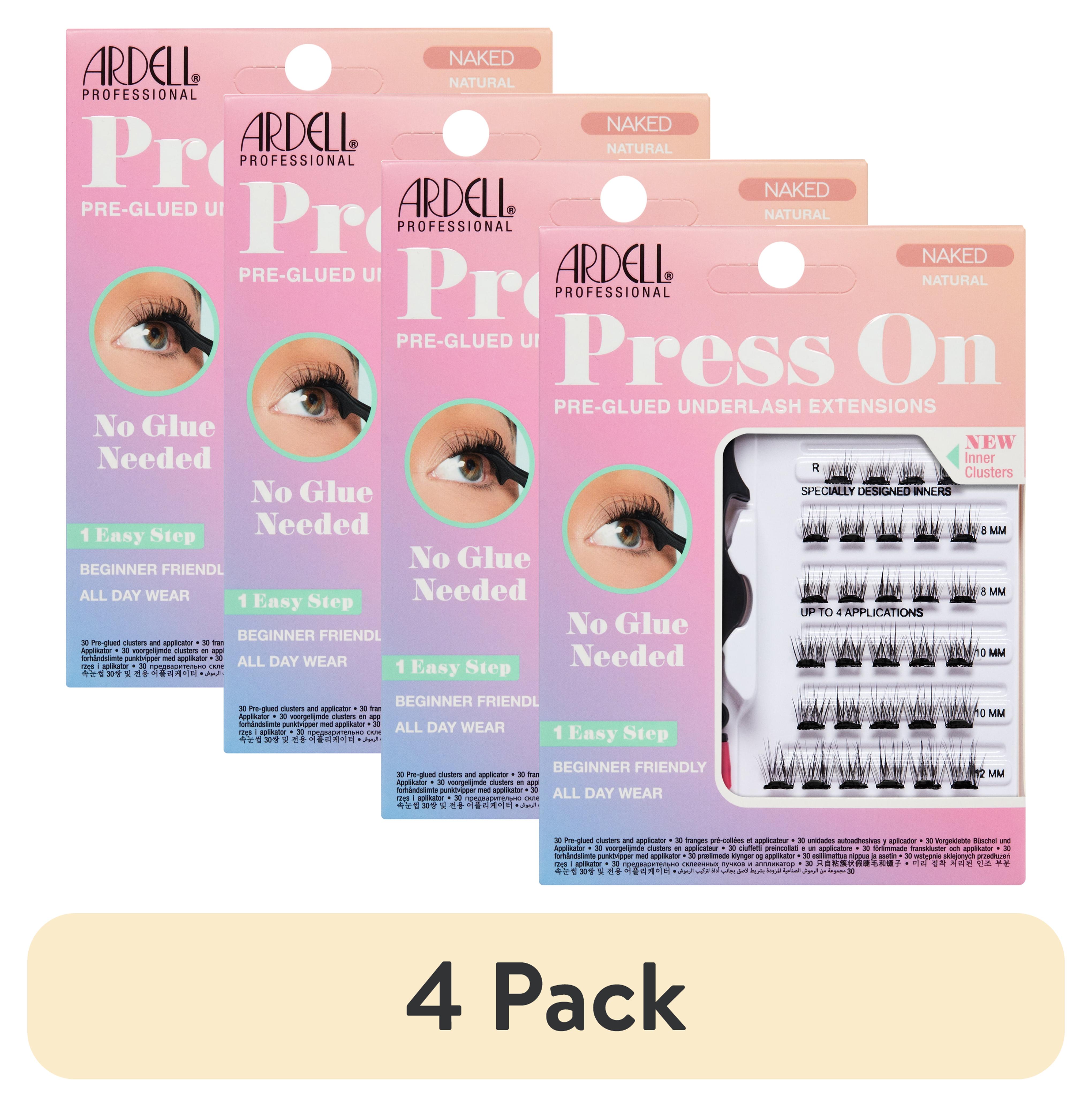 (4 pack) Ardell Naked Press On DIY Lash Clusters, Eyelash Extension Kit, Individual Lashes, Pre-Glued Underlash, Natural Look Soft Volume, with Applicator, 1-pack