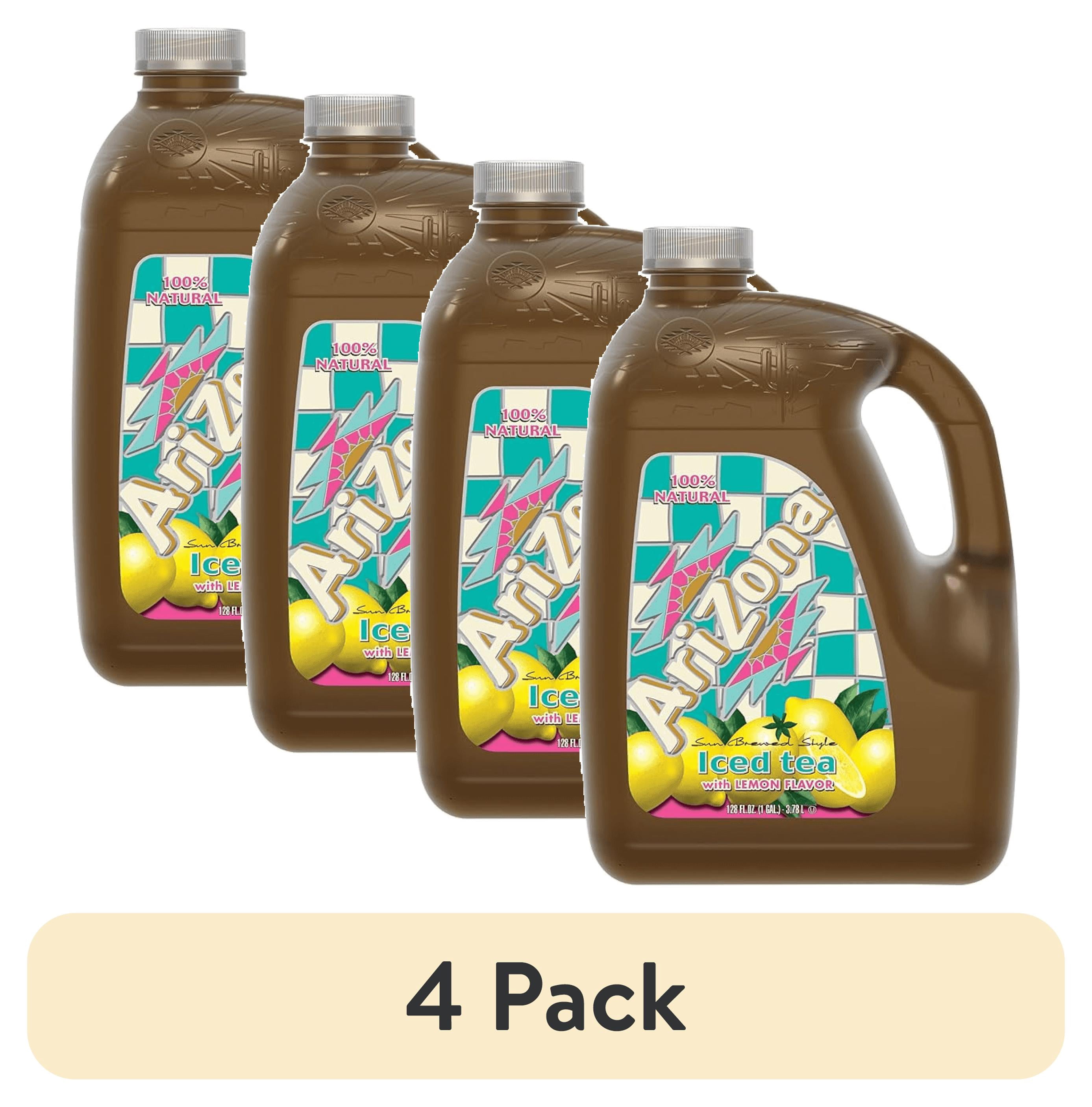 (4 pack) AriZona Iced Tea with Lemon Flavor, Caffeinated Black Tea Variety, 128 fl oz Gallon