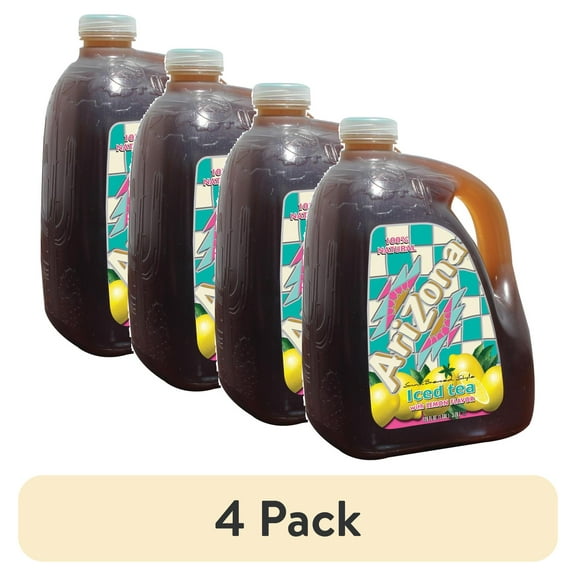 (4 pack) AriZona Sun Brewed Style Iced Tea with Lemon Flavor, 128 fl oz
