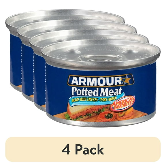 (4 pack) Armour Chicken & Pork Potted Meat, 10g Protein Per Serving, 3 oz Can