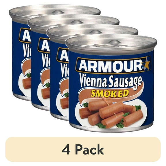 (4 pack) Armour Star Vienna Sausage, Smoked, 7g Protein Per Serving, Canned Sausage, 4.6 oz. Can