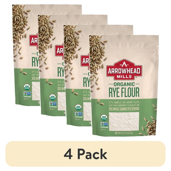 (4 pack) Arrowhead Mills Organic Rye Flour, 20 oz