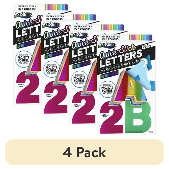 (4 pack) ArtSkills 2.5" Holographic Paper Letters & Numbers, 228-Piece Set for Posters, Crafts & School Projects