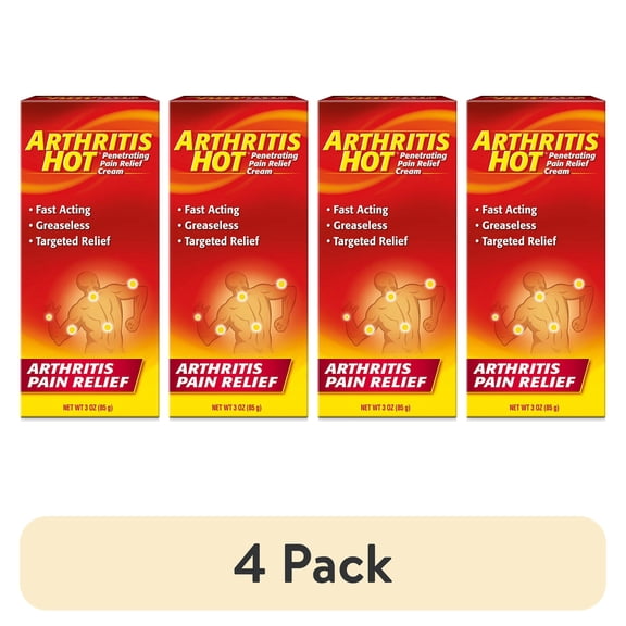 (4 pack) Arthritis Hot Creme Deep Penetrating Pain Relief Creme 3 ounce Flex Package