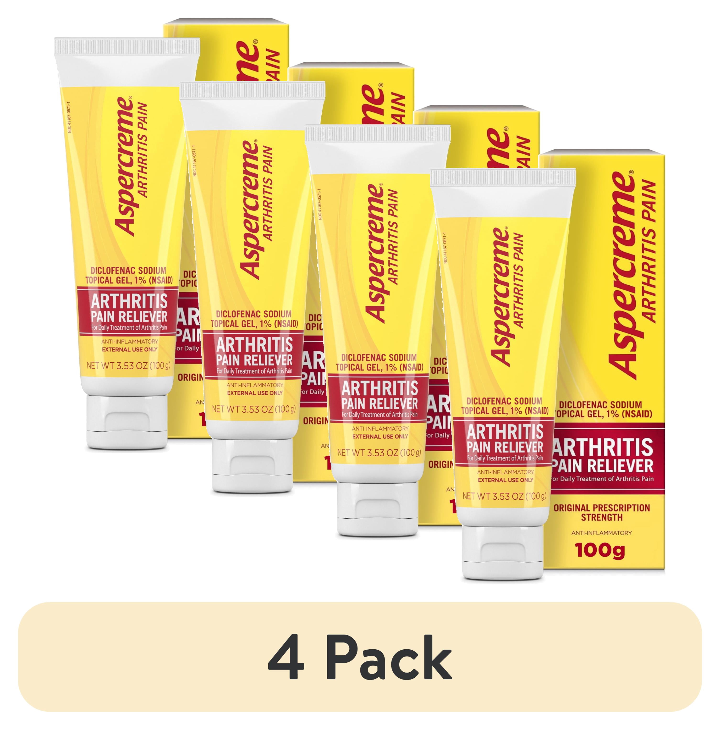 (4 pack) Aspercreme Arthritis Pain Relief Gel for Arthritis & Joint Pain, Non-steroidal Anti-inflammatory Topical Gel With Max-Strength Diclofenac Sodium, 100 g