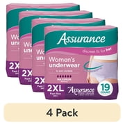 (4 pack) Assurance Womens Incontinence and Postpartum Underwear, XXL, Maximum Absorbency, 19 Count