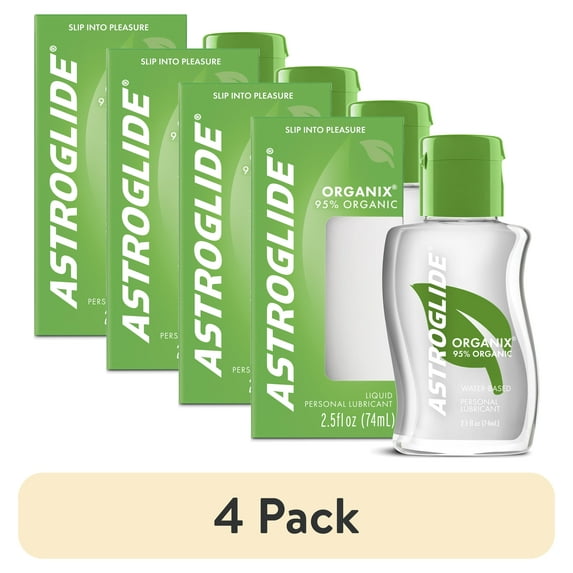 (4 pack) Astroglide Organix Liquid, Water Based Personal Lubricant, 2.5 oz