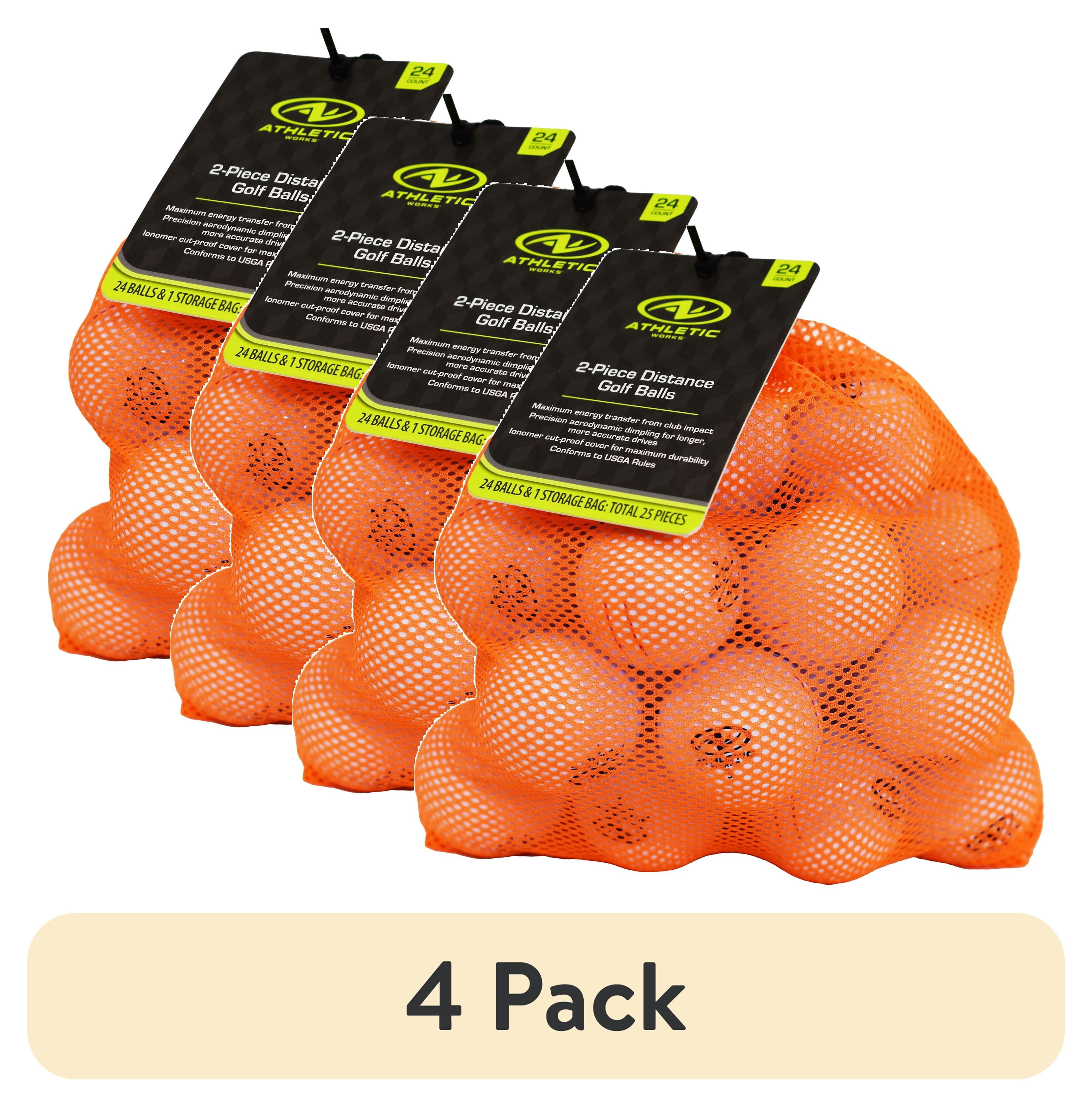 (4 pack) Athletic Works 2-Piece Distance Golf Balls – 24-Pack with Mesh Storage Bag for Long-Range Performance