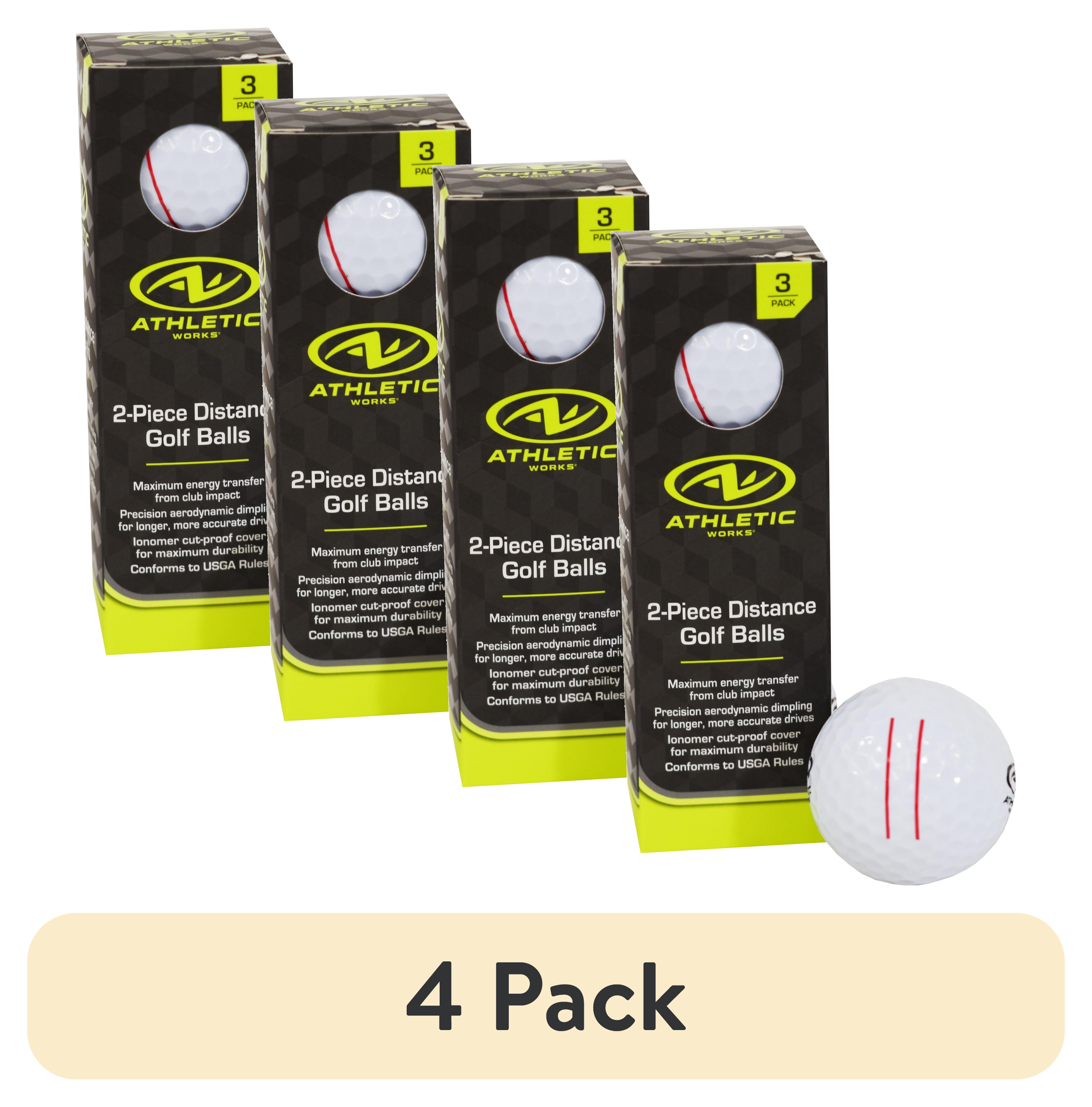(4 pack) Athletic Works 2-Piece Distance Golf Balls (3-Pack Sleeve)