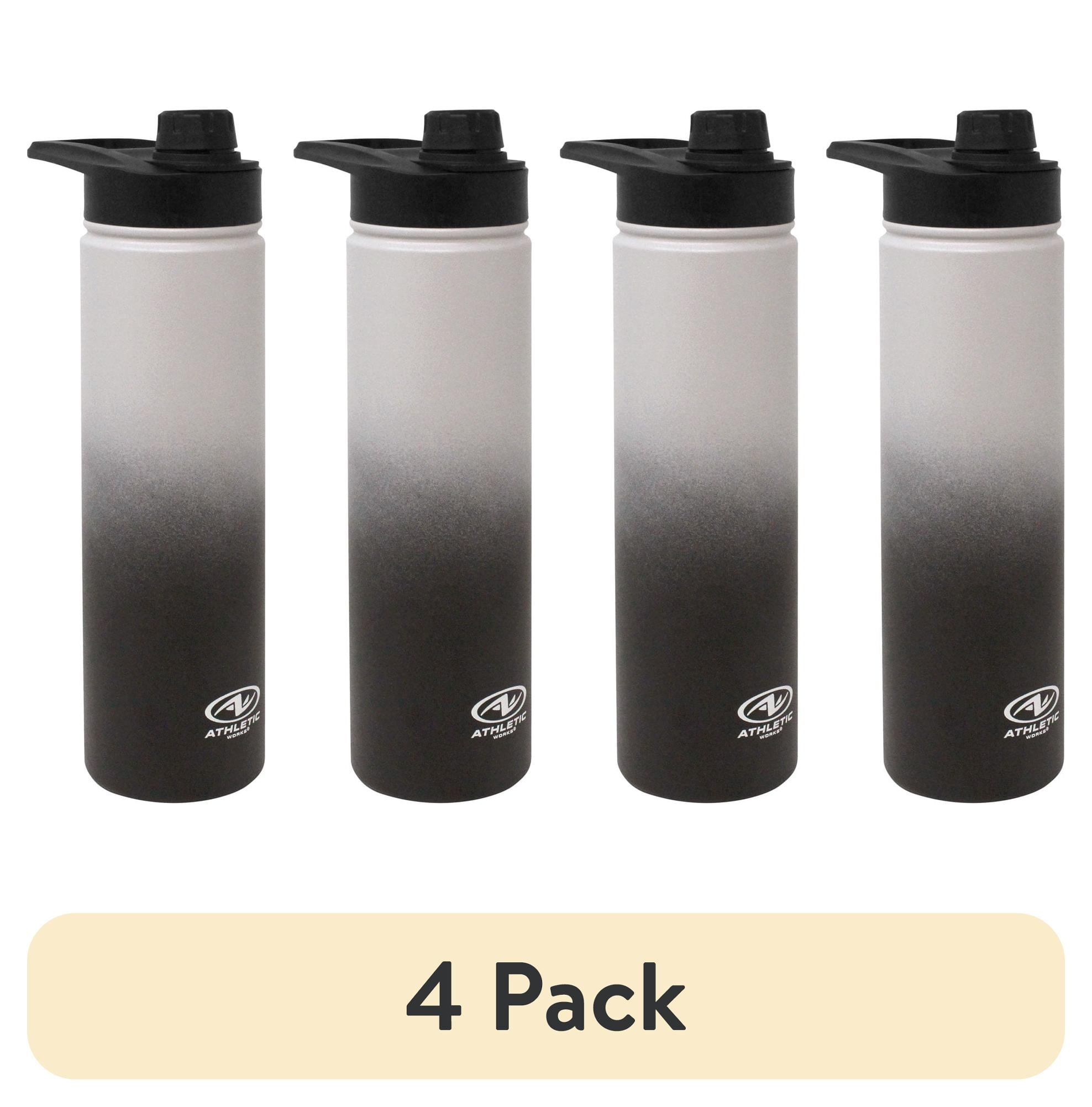 (4 pack) 24 oz Stainless Steel Bottle with Screw Cap Lid, Gray Ombre, by Athletic Works