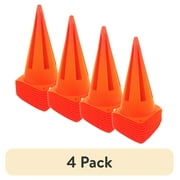 (4 pack) Athletic Works 9" Orange Field Cones 10 Pack, Durable PVC Material, 5.25" Square Base, 1.25 lbs, New