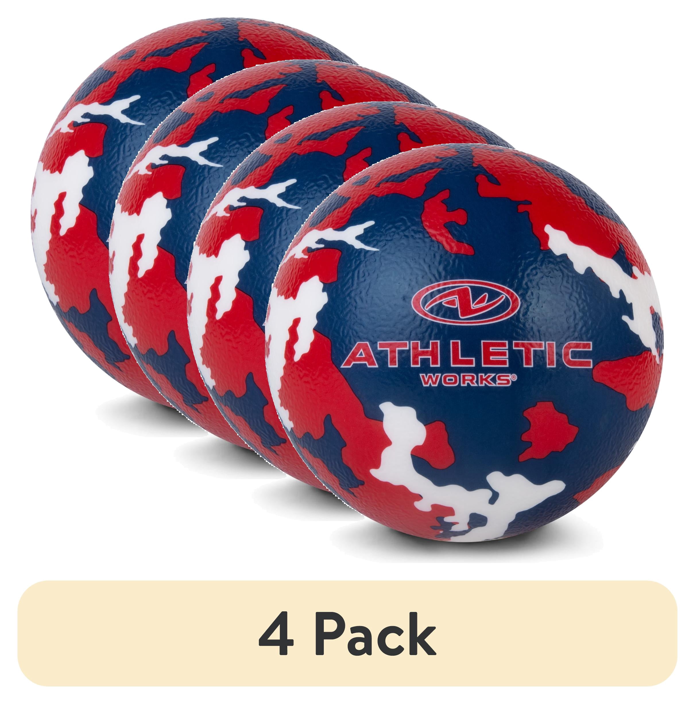 (4 pack) Athletic Works Americana Camo Dodgeball, 7 in, Child 3 Years & up, Red, White and Blue