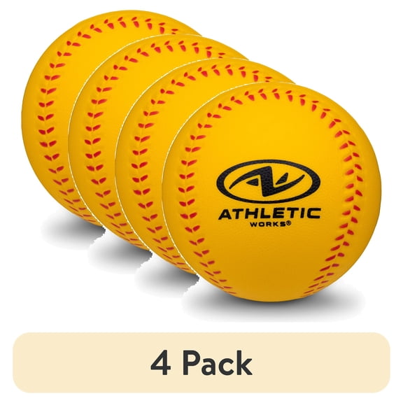 (4 pack) Athletic Works Foam Baseball - Safe and Soft Practice for Kids and Beginners
