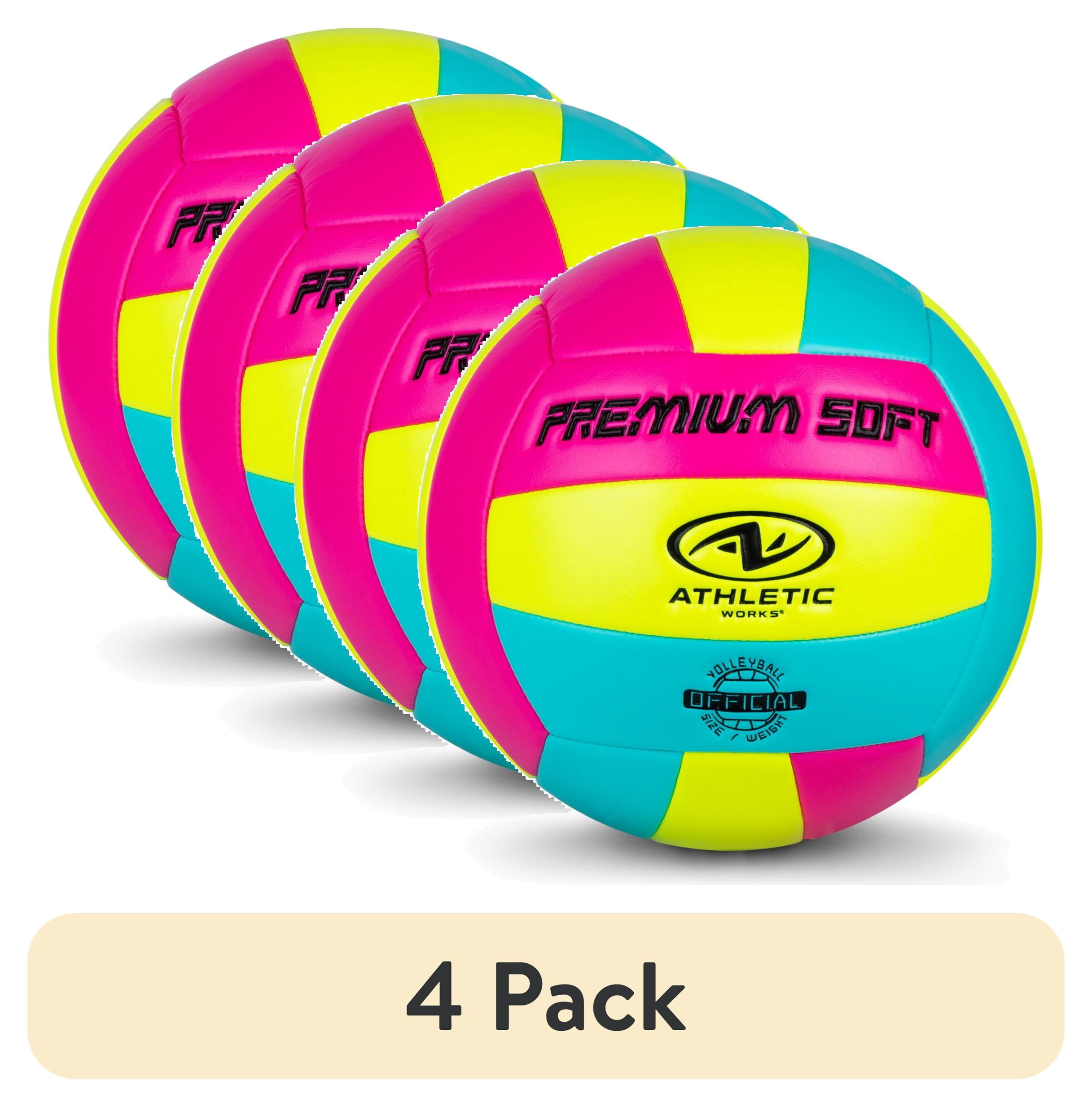 (4 pack) Athletic Works Multicolor Size 5 Neon Volleyball for Practice or Gameplay