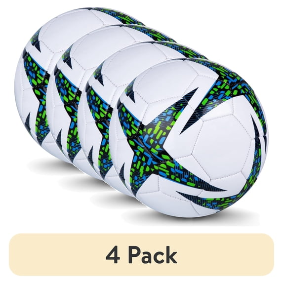 (4 pack) Athletic Works Size 5 Soccer Ball, Blue