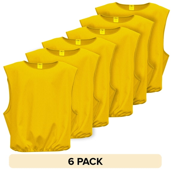 (24 pack) Athletic Works Sleeveless Pullover Junior Scrimmage Jersey, Includes 6 Practice Jerseys - Yellow