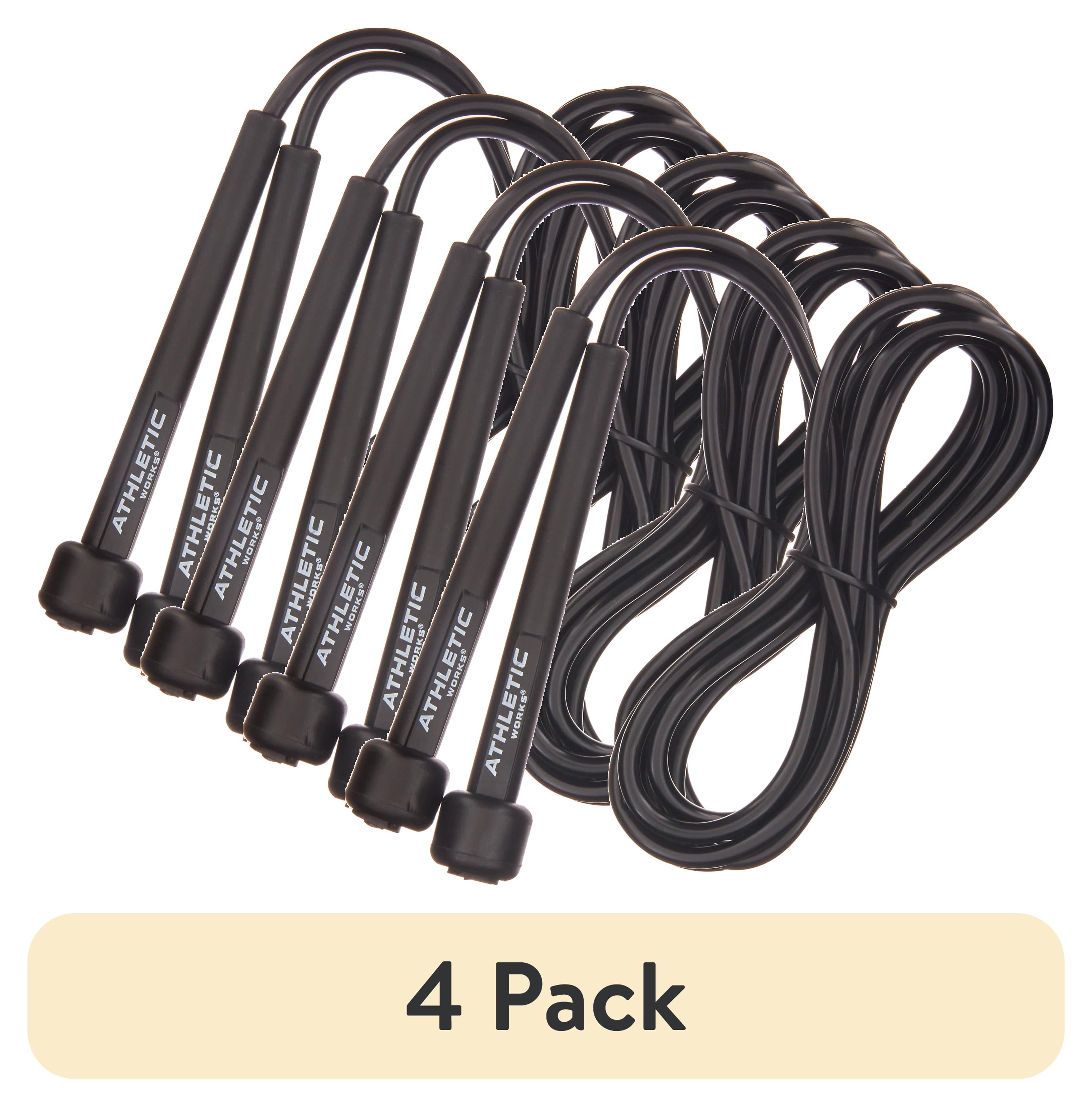 (4 pack) Athletic Works Speed Jump Rope with Light Weight Handles, 9' Length, Black