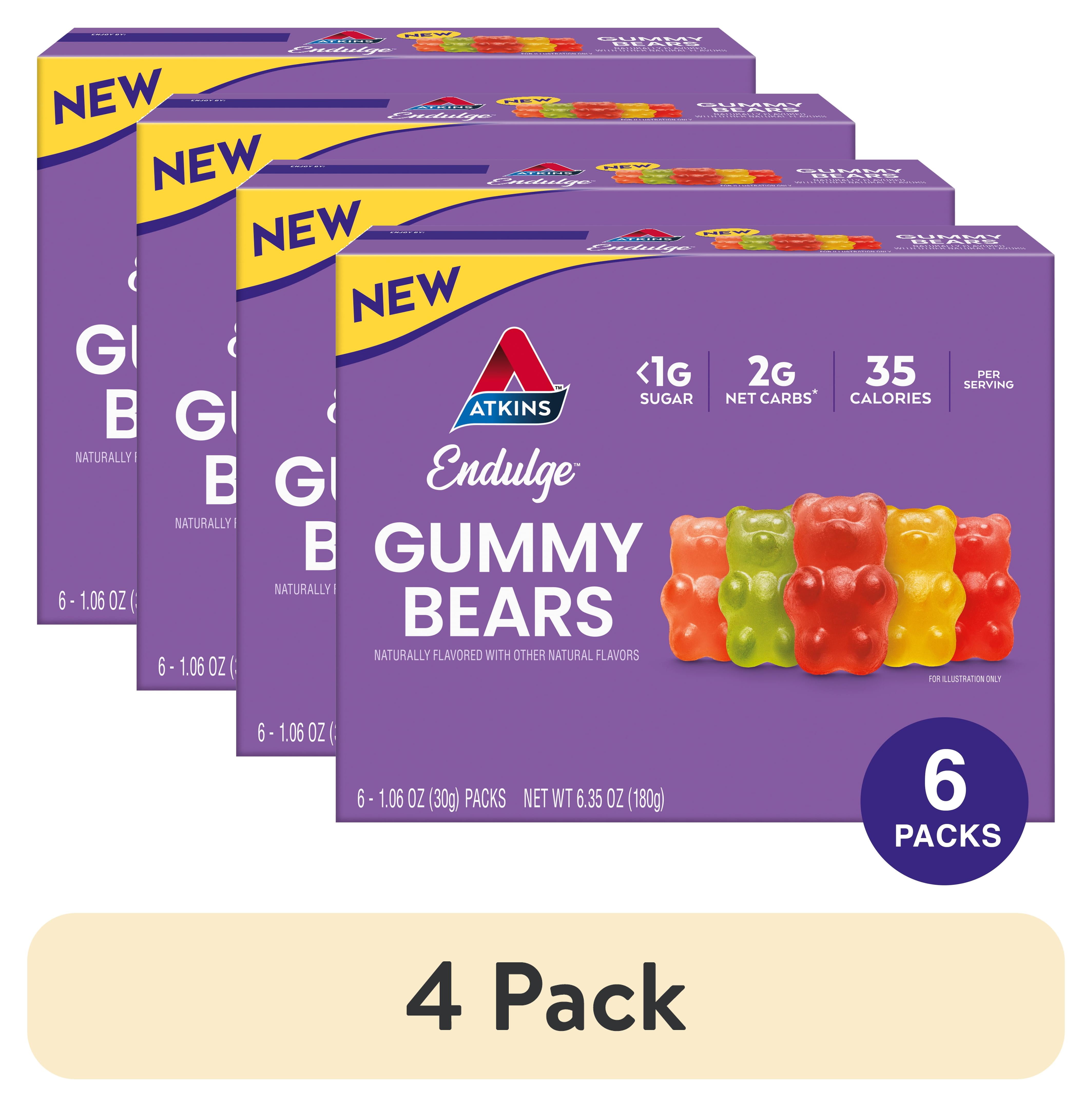 (4 pack) Atkins Endulge Gummy Bears, Low Sugar, Keto Candy, 6 Count