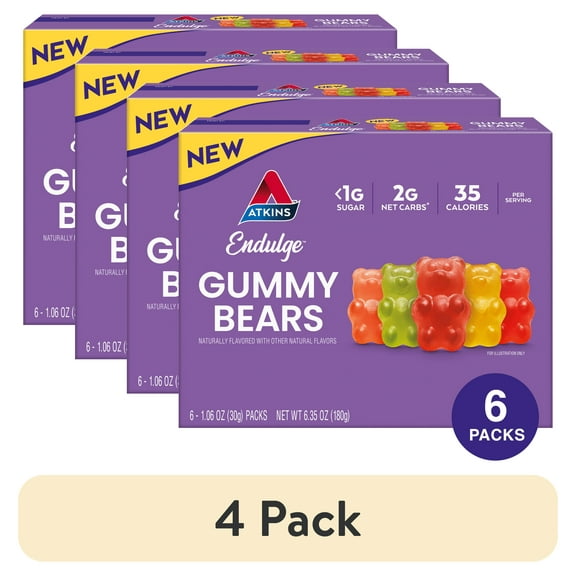 (4 pack) Atkins Endulge Treats, Gummy Bears, 5 Count (6ct)