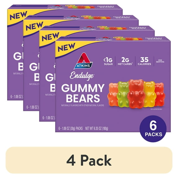 (4 pack) Atkins Endulge Treats, Gummy Bears, 5 Count (6ct)