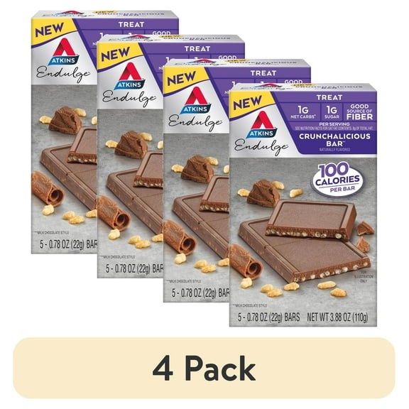 (4 pack) Atkins Endulge Treats, Crunchalicious Bar, Keto Friendly, 5 Count