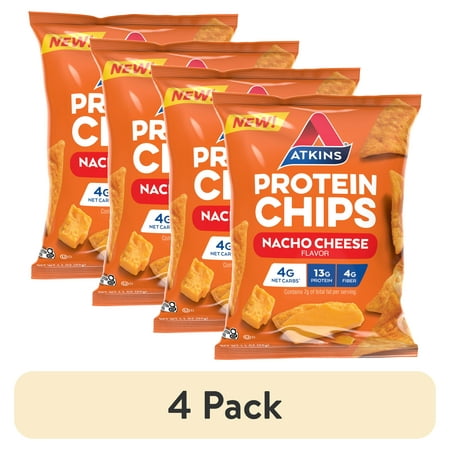 (4 pack) Atkins Protein Chips, 1.1oz, Nacho Cheese