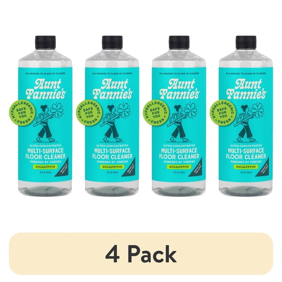 (4 pack) Aunt Fannies Ultra Concentrated Floor Cleaner, Eucalyptus, 32 oz