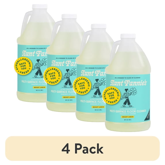 (4 pack) Aunt Fannie’s Ultra Concentrated Floor Cleaner, Lemon, 64 oz