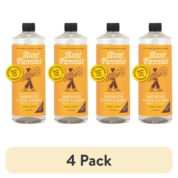 (4 pack) Aunt Fannie’s Ultra Concentrated Hardwood Floor Cleaner, Lemon, 32 oz