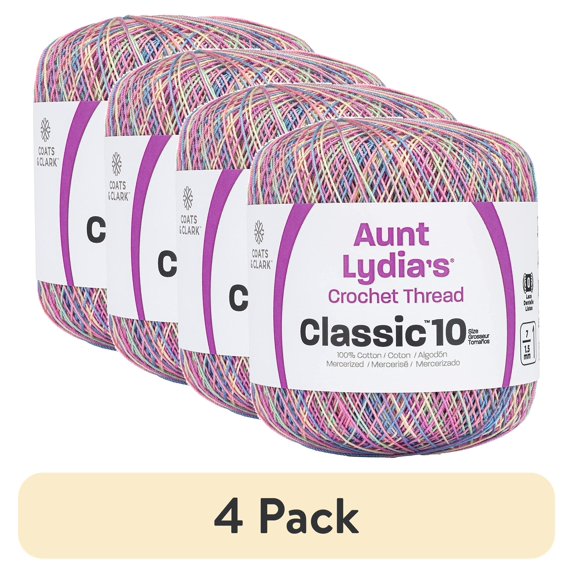 (4 pack) Aunt Lydia's Classic Crochet Thread Size 10-Pastels
