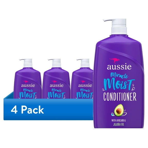 (4 pack) Aussie Miracle Moist Conditioner with Avocado, Paraben Free, For Dry Hair Types, 26.2 oz