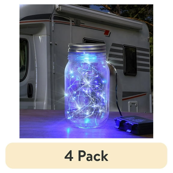 (4 pack) Auto Drive 1.5 Volts Battery Operated 12FT 36CT LED Blue Micro Wire Light 1 Pack for RV