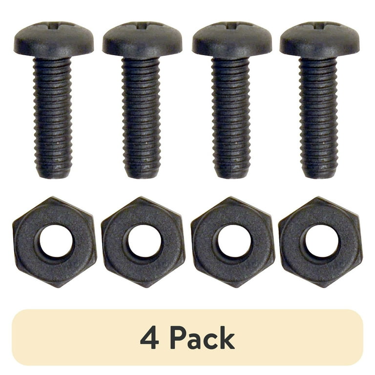 4 pack) Auto Drive 90279W - 8 Piece Black Nylon License Plate