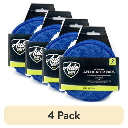 (4 pack) Auto Drive Microfiber Applicator Pad Car Waxes 2 Pack, Blue