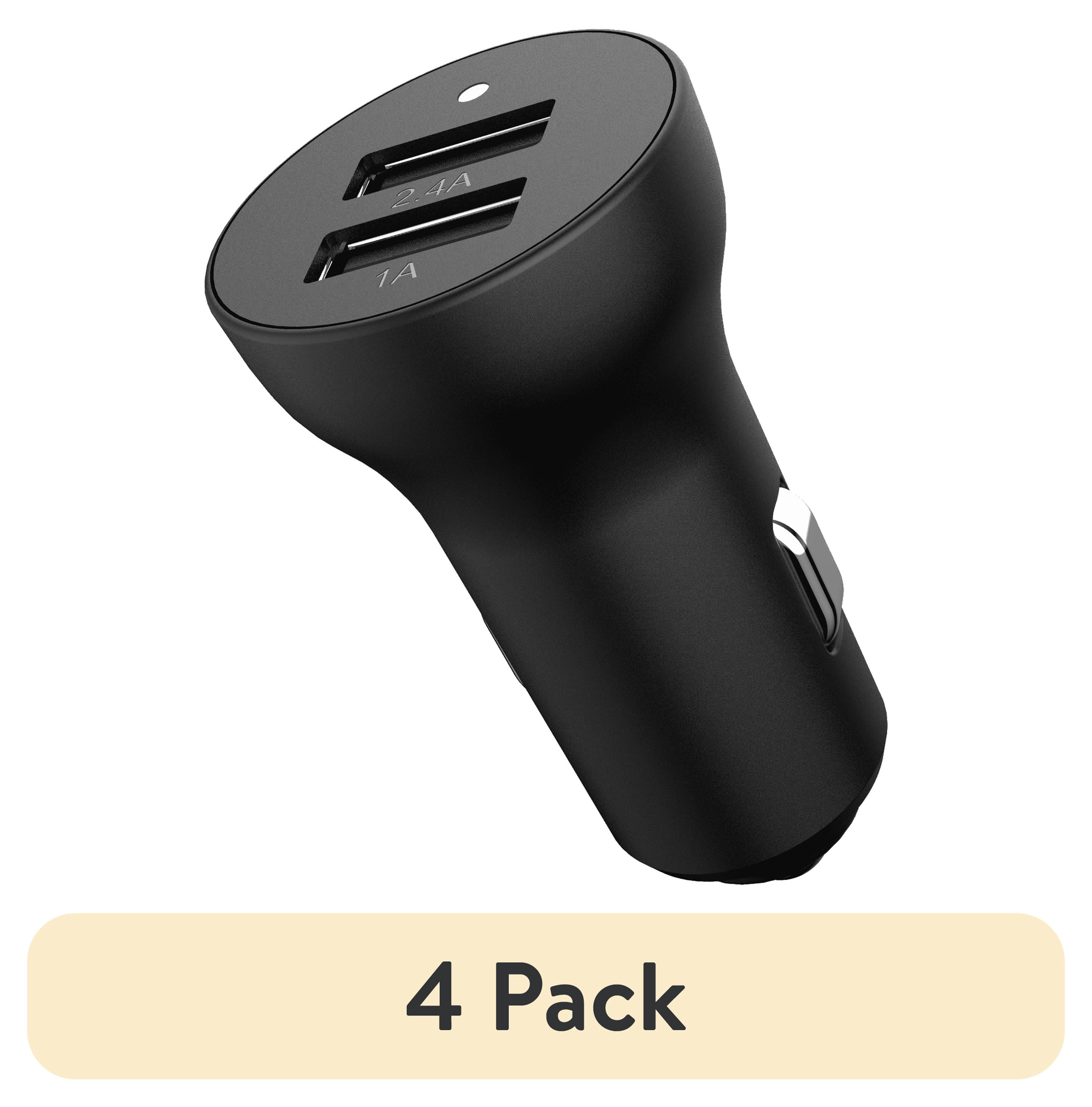 (4 pack) Auto Drive 3.4A Dual USB Ports Car Charger with White LED Indicator,Compatible with Smartphones